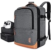BAGSMART 37L Compression Travel Backpack, Expandable Carry On Backpack with Packing Cubes, Water Resistant Weekender Backpack Fits 17 Inch laptop, Luggage Daypack with Shoe Bag, Grey
