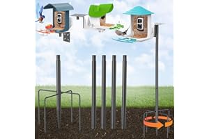 birdsnap® Bird Feeder Pole, Heavy Duty 5-Prong Base, 76-Inch Height, Rust-Resistant, Metal Bird House Pole Ki, Tool-Free Assembly, Outdoor Adjustable Feeder Stand