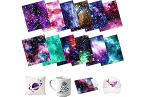 HTVSTD Galaxy Sublimation Transfer Ink Paper - 12sheets 12" x 10" Space Stars Patterned Sublimation Transfer Sheets for Tumbler Mugs DIY Sublimation Patterned Paper