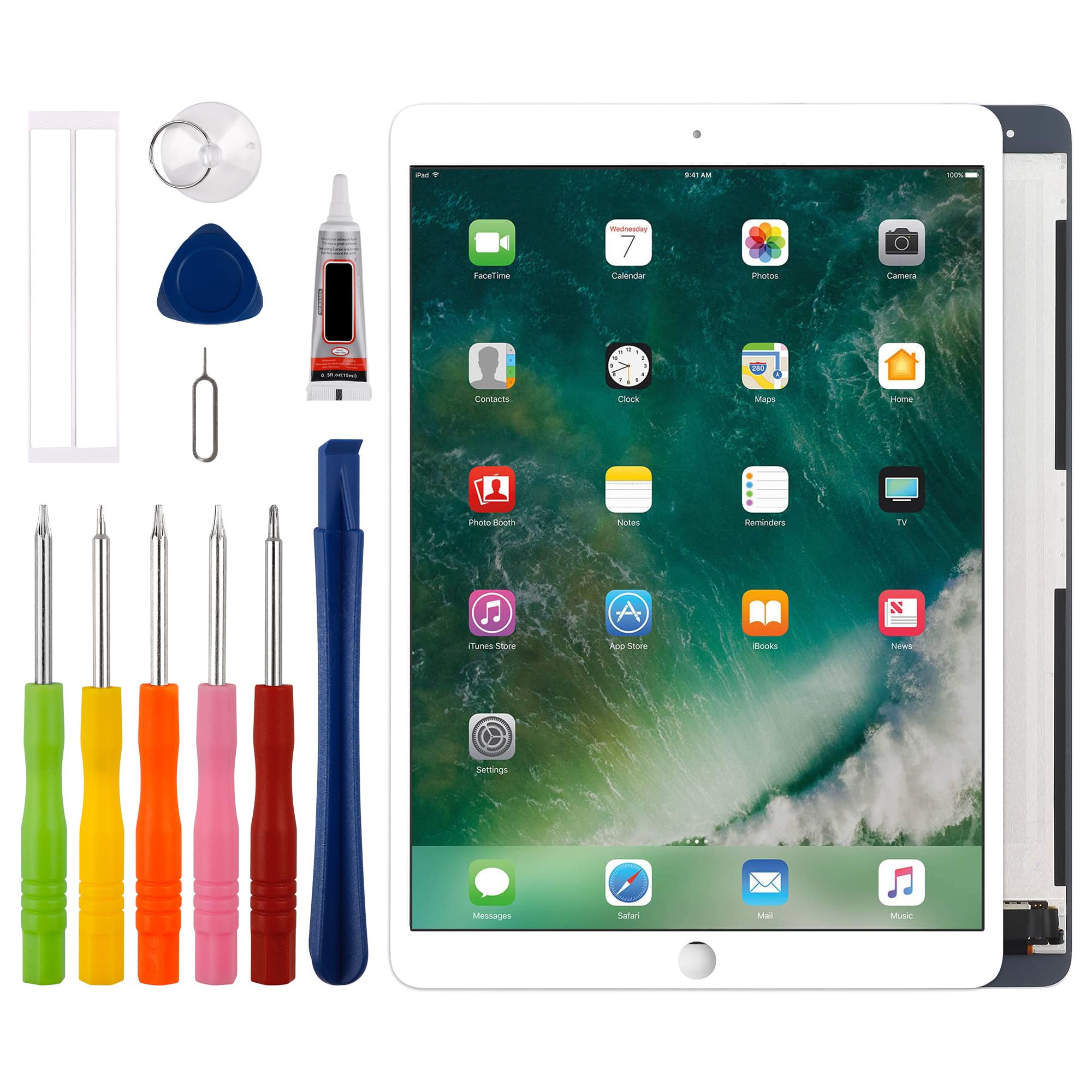 Photo 1 of [New] Duotipa LCD Display Screen Digitizer Assembly Replacement for iPad Pro 10.5 2017 A1701 A1709 A1852 with Technical Repair Tools Kit-White