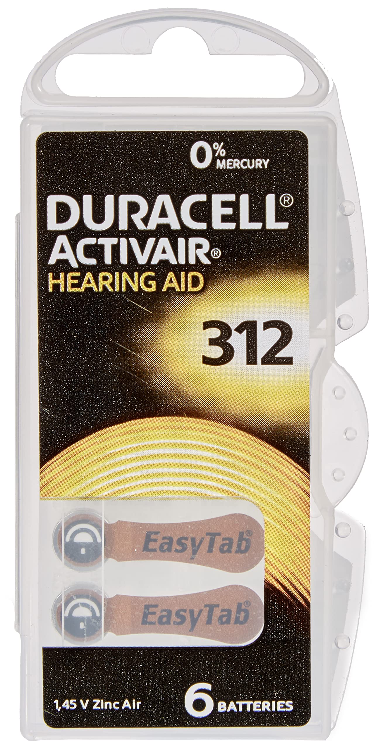 6x Duracell ActivAir 312 MF (Hg 0%) Hearing Aid BL066