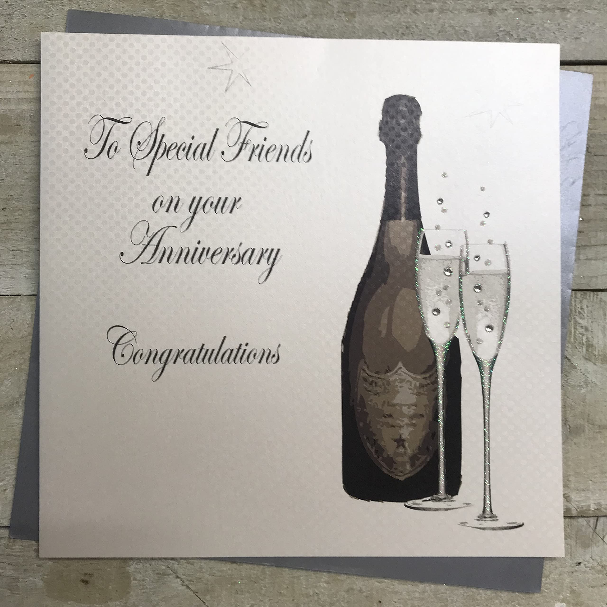 white cotton cards XPD247 Large"to Special Friends On Your Anniversary Congratulations" Handmade Card,22cm x 22cm