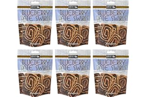 DARIOUS DATE COOKIE Darious Snack Co Vegan Blueberry Date Swirls for Coffee & Tea Treat, Delicious Breakfast Cookies, Slightly Sweet and Savory, All Natural Ingredients, Holiday Food Gifts, 6 Pack - 5 oz Each Bag
