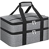 MIAOJIE Double Insulated Casserole Carrier, Portable Casserole Carrier for Hot or Cold Food Lunch Tote Warmer or Cooler Bag, Lasagna Lunch Bag for Potluck Parties- Fits 9" x 13" Baking Dish-Grey
