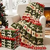 Preboun 6 Pcs 50 x 60 Inch Christmas Throw Blanket Forest Reindeer Fleece Printed Warm Throw Blanket Bulk for Couch Bedroom Bed Sofa Office Winter Travel Wedding Decorations Gifts