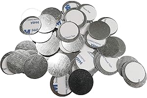TUOKING 50pcs Round Metal Stickers for Non-Magnetic Eyeshadow Pan Use with Magnetic Makeup Palette (Diameter 2.5cm)