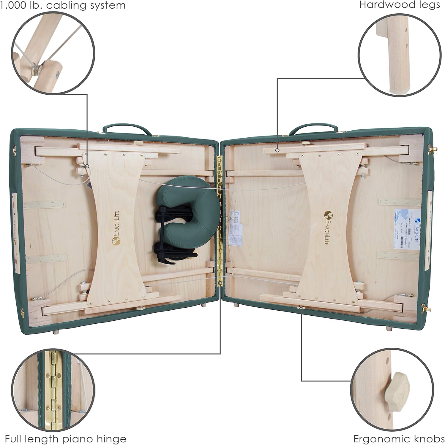 EARTHLITE Portable Massage Table HARMONY DX – Eco-Friendly Design, Hard Maple, Superior Comfort, Deluxe Adjustable Face Cradle, Heavy-Duty Carry Case (30" x 73"): Sports & Outdoors