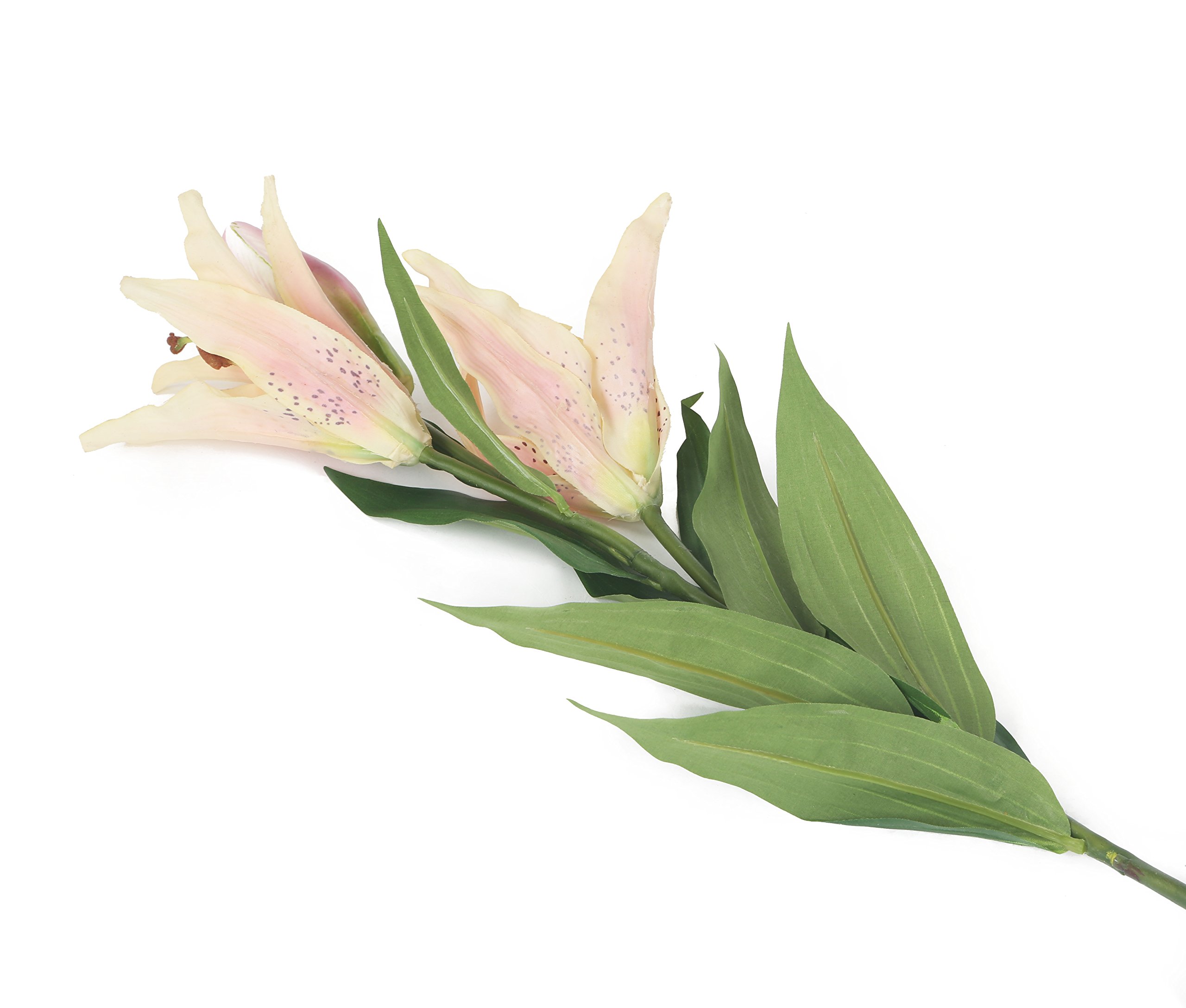 Floral Elegance Artificial 87cm Single Stem Cream and Pale Pink Oriental Lily Flowers x 12