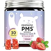 PMS Support Supplement for Women. Menstrual Relief Gummies to Target Hormonal Breakouts, Bloating, Period Cramps, & Mood Swings. Vegan, with Vitamin B6 & Lemon Balm, 30 Gummies