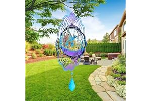 GUSTAMUCHO Wind Spinner, Hanging Wind Sculptures,Wind Spinners for Yard and Garden Decor,Yard Decorations Outdoor,Hanging Art Ornaments for Garden Yard Balcony Decor (Hummingbird)