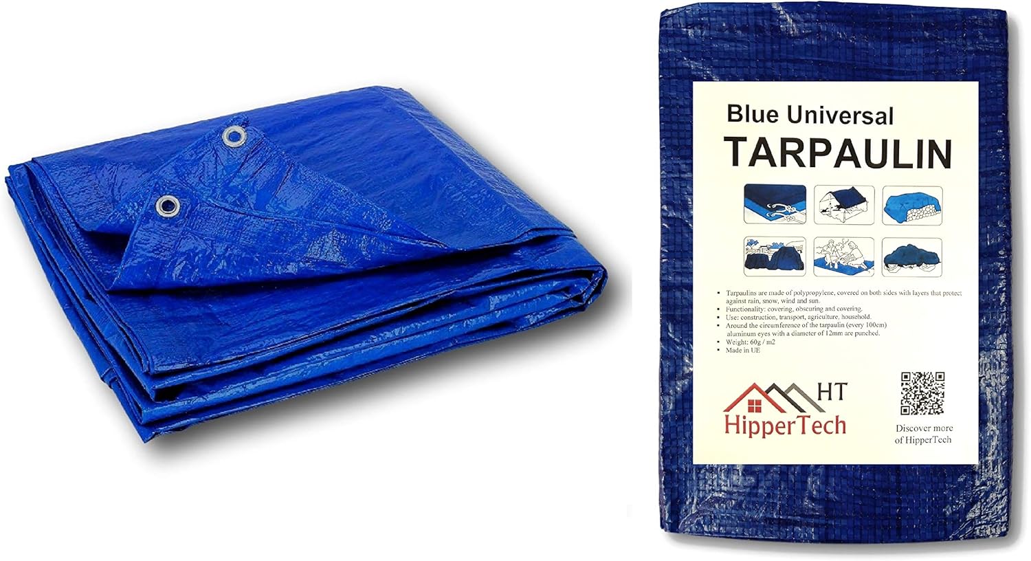 HipperTech® Blue Waterproof Tarpaulin, Tarp Sheet Cover