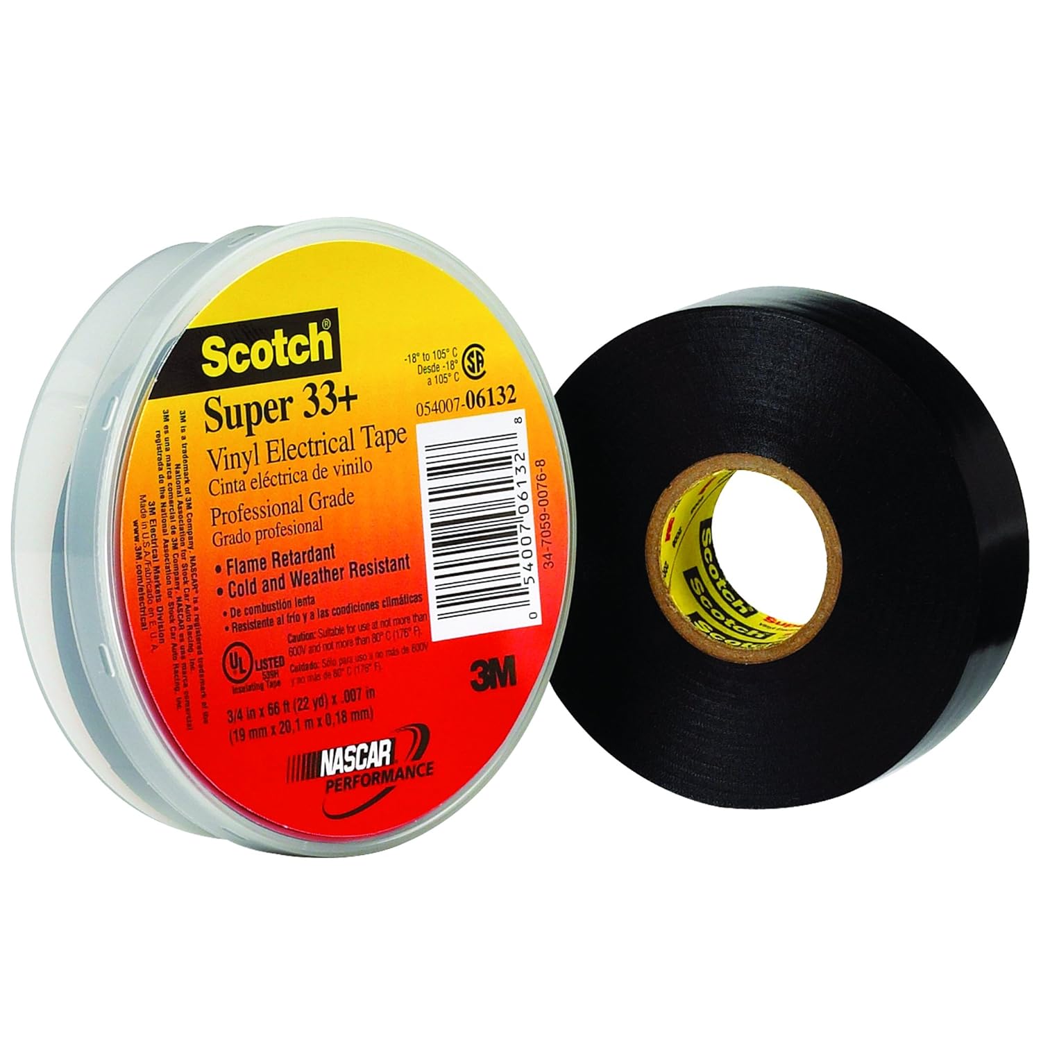 3M 33+ Electrical Tape, 3/4" x 66', Black, 10/Case, 3M Stock