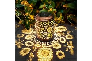 DIINOR Solar Outdoor Lanterns, Sunflower GardenDecor LED Light Hanging Waterproof SolarMetal Lantern Gifts for Women Mom GrandmaOutdoor Decoration for Patio Pathway Yard