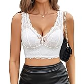 Avidlove Womens Lace Bralette Deep V Plunge Bra Wireless Longline Sexy Tank Tops Soft Crop Top Non Padded
