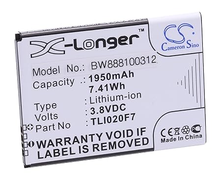 vhbw Li-Ion Akku 1950mAh (3.8V) für Handy Smartphone Telefon Alcatel One Touch Pixi 4 (5), Pixi 4 5