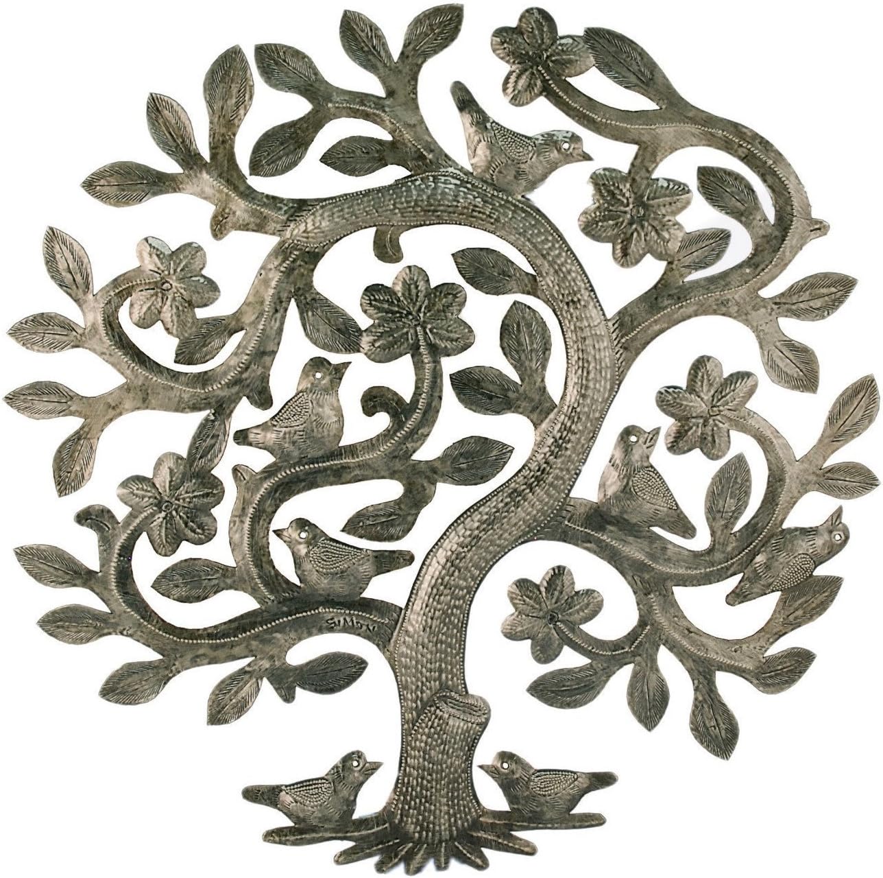 Vineworks Fair Trade Tree of Life | Haiti Steel Metal Drum Art 17" x 17"