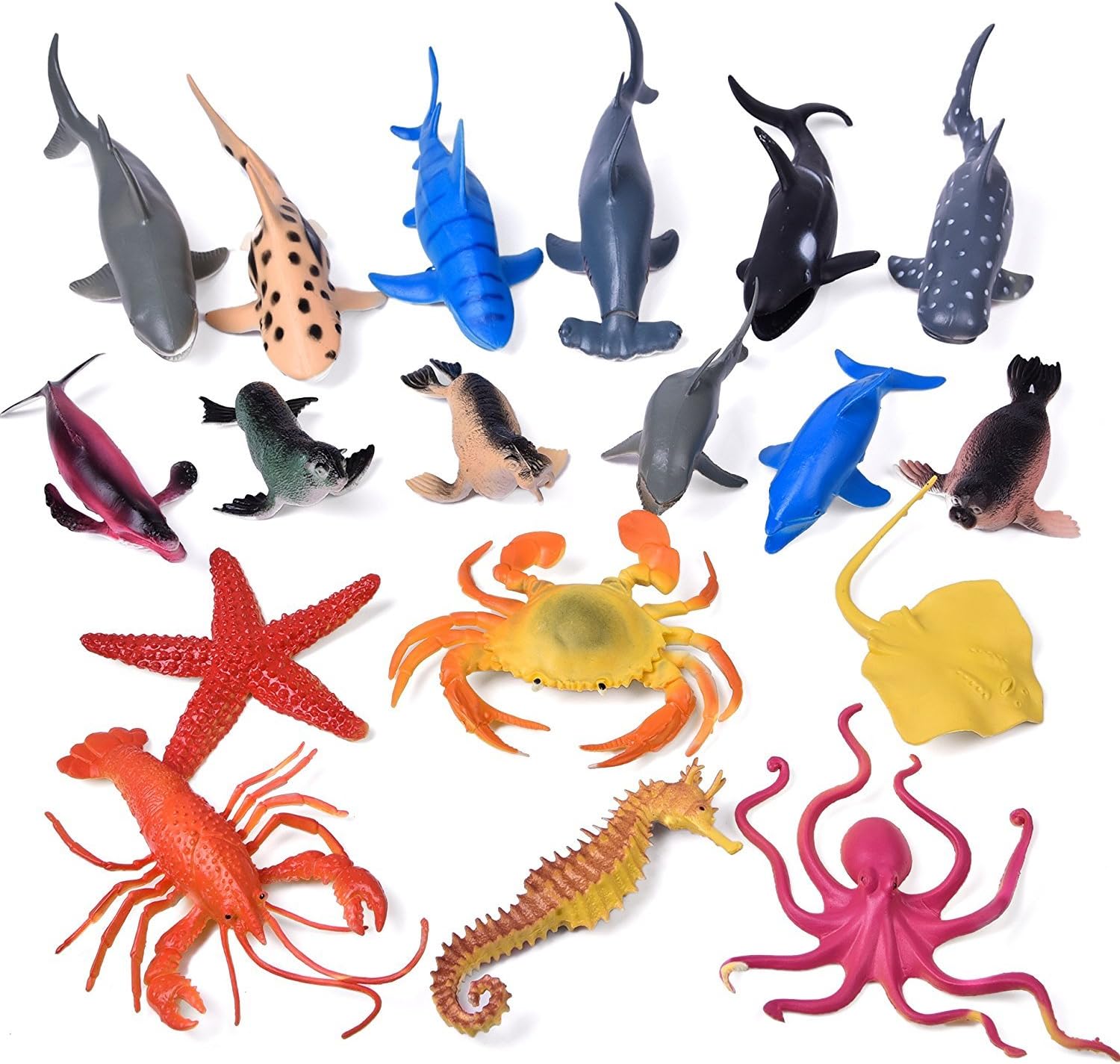 Funny Teddy 6 pc Sea / Ocean Water Animals Toy Set - Educational Learning Game for Kids | Animal Figures | High Quality | Large Size | Birthday Gift