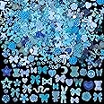 Kikonoke 100 Pieces 3D Resin Butterfly Bear Nail Charms Rose Flower Peach Skirt Bow Deer Snake Rabbit Animal Shaped Nail Art Rhinestones Pearls for DIY Nail Art Decoration Making Craft (Blue)