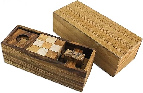 set of three wooden puzzles