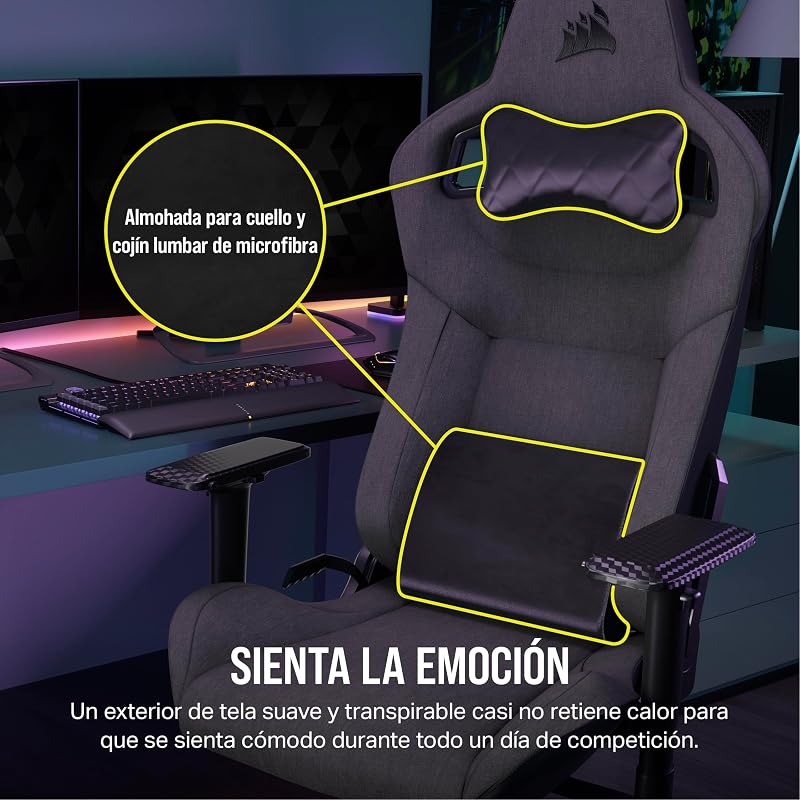 T3 Rush Fabric Silla para Juegos (2023) – Carbón