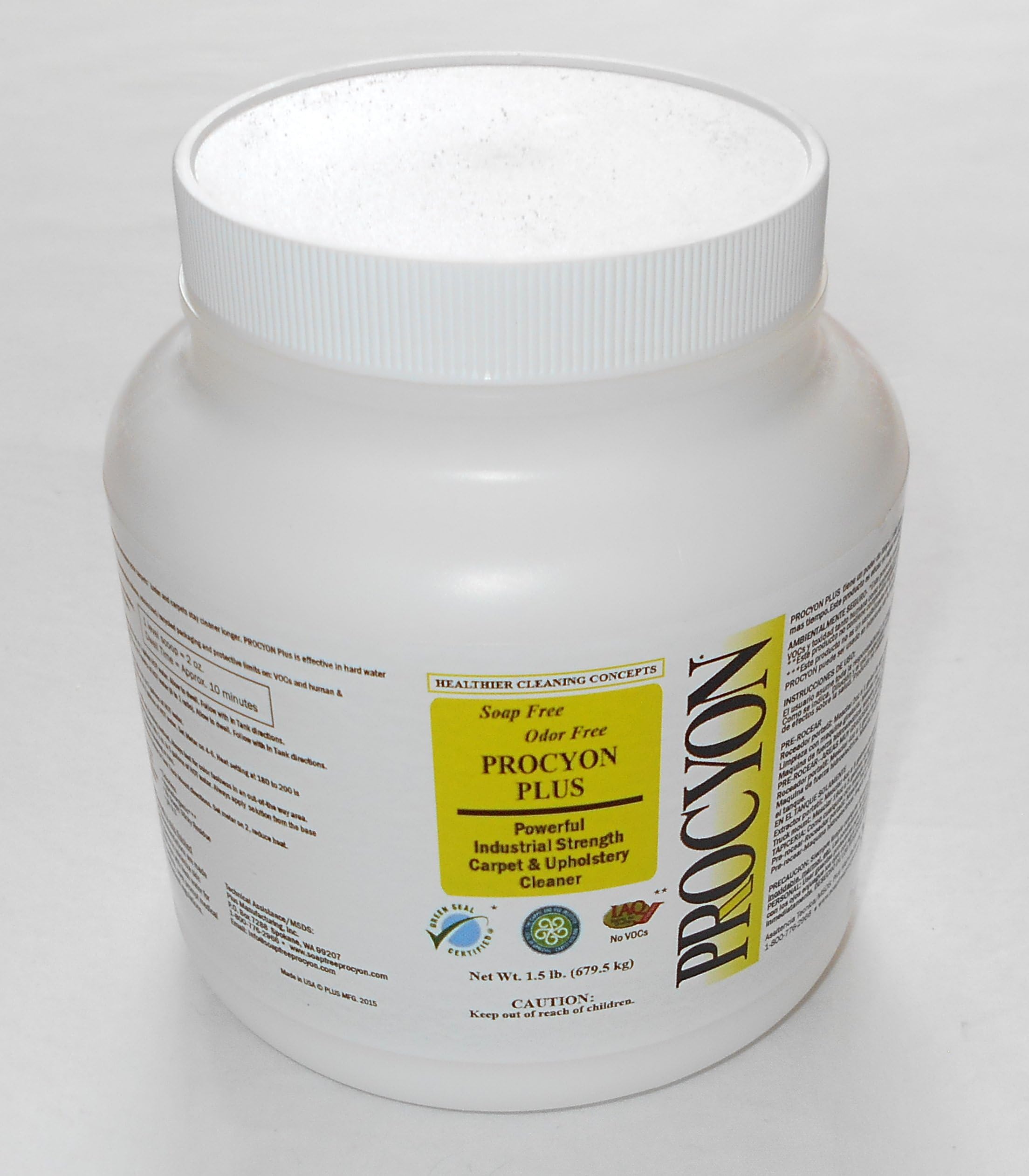Procyon Plus Powder - Carpet Cleaning Economy Size - 1.5 lb - Nontoxic - Kid Friendly, Pet Friendly - Safer for carpet cleaning