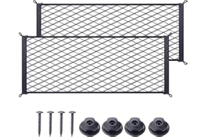 MWMNUN 2 Pcs Universal Stretch Mesh Car Mesh Bag with Screws and Hooks for Trunk RV Boats Home Cargo Storage (23.6'' x 9.8'')