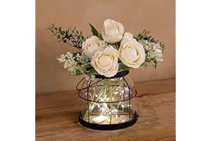 HEIMERA Vintage Glass Vase, Rustic Lantern Decor with Plants Flowers Lights Rustic Farmhouse Vase for Home Decor Floral Arrangement Centerpieces Gifts