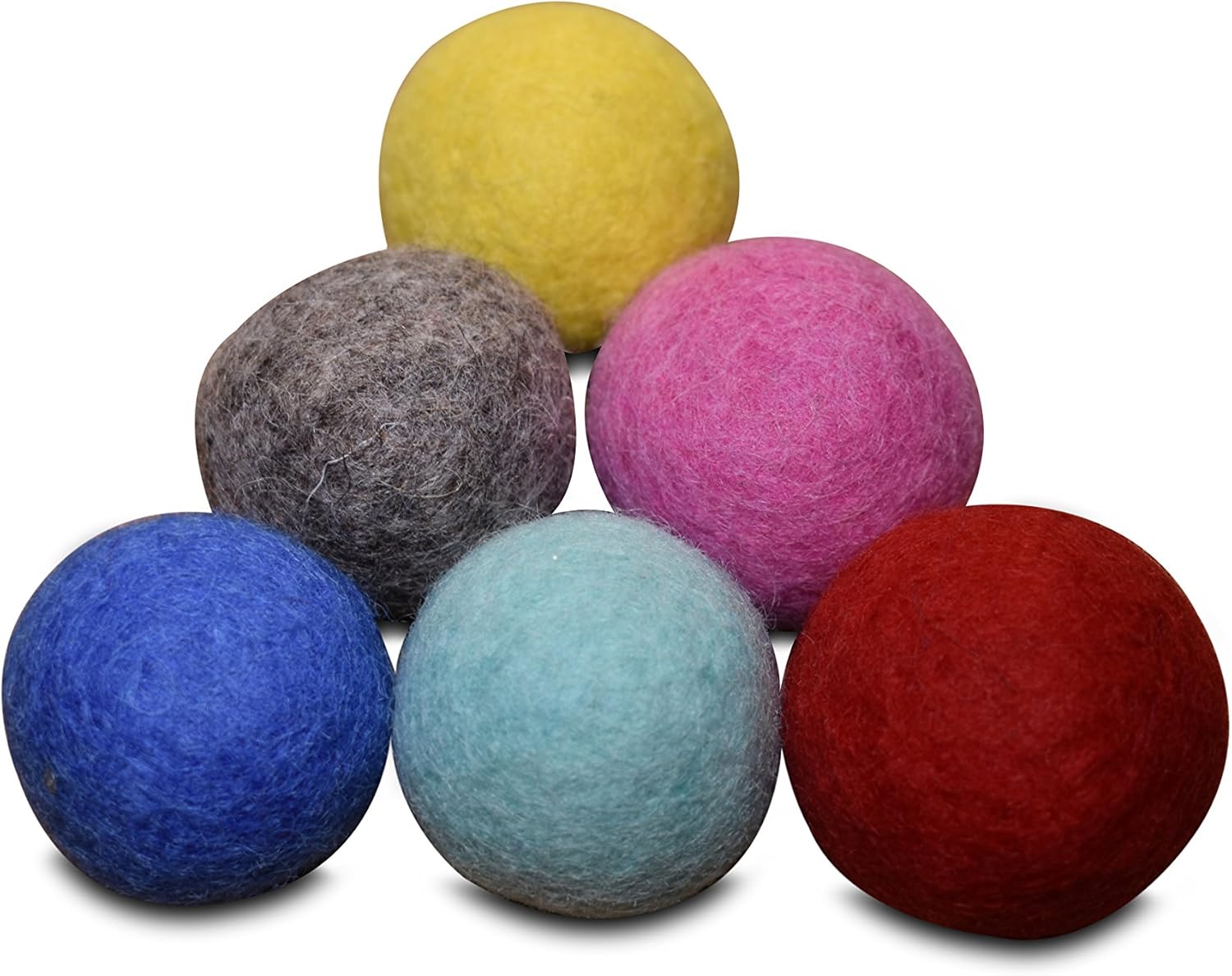 Comfy Pet Supplies Set of 6-100% Wool Felt Ball Toys for Cats and Kittens, Handmade Colorful Eco-Friendly Cat Wool Balls (4cm, Gray Mint Blue Red Pink Yellow) : Pet Supplies