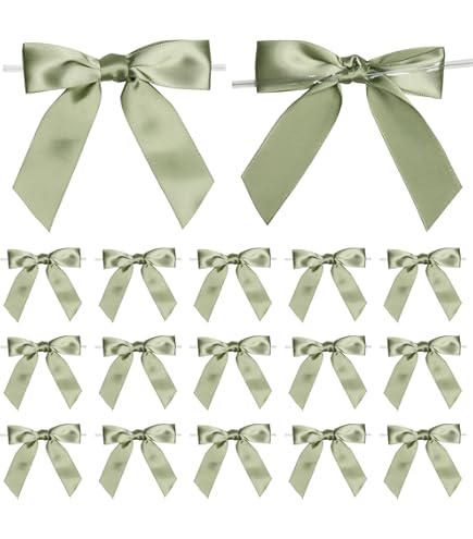 24 Pcs Witch Party Bows - Pink & Green Satin Ribbon Bows For Gift Decorating