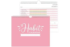 ORIENTAL BEAUTY PEARL Habit Tracker Journal - Habit Tracker Calendar & Goal Tracker with Spiral Binding–Undated Weekly and Monthly Habit Tracker Planner to Boost Productivity with Habits Goals, 12Months, 8.5"x11” Pink