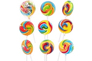 NARWHAL NOVELTIES Mixed Fruit Flavor Large Rainbow Lollipops Candy Suckers | Fat/Gluten Free Fruit Allergy Friendly, No Artificial Flavors | Individually Wrapped Lollipop Sticks for Birthdays, Gender Reveal Shower, Party Favors, Bulk Pack