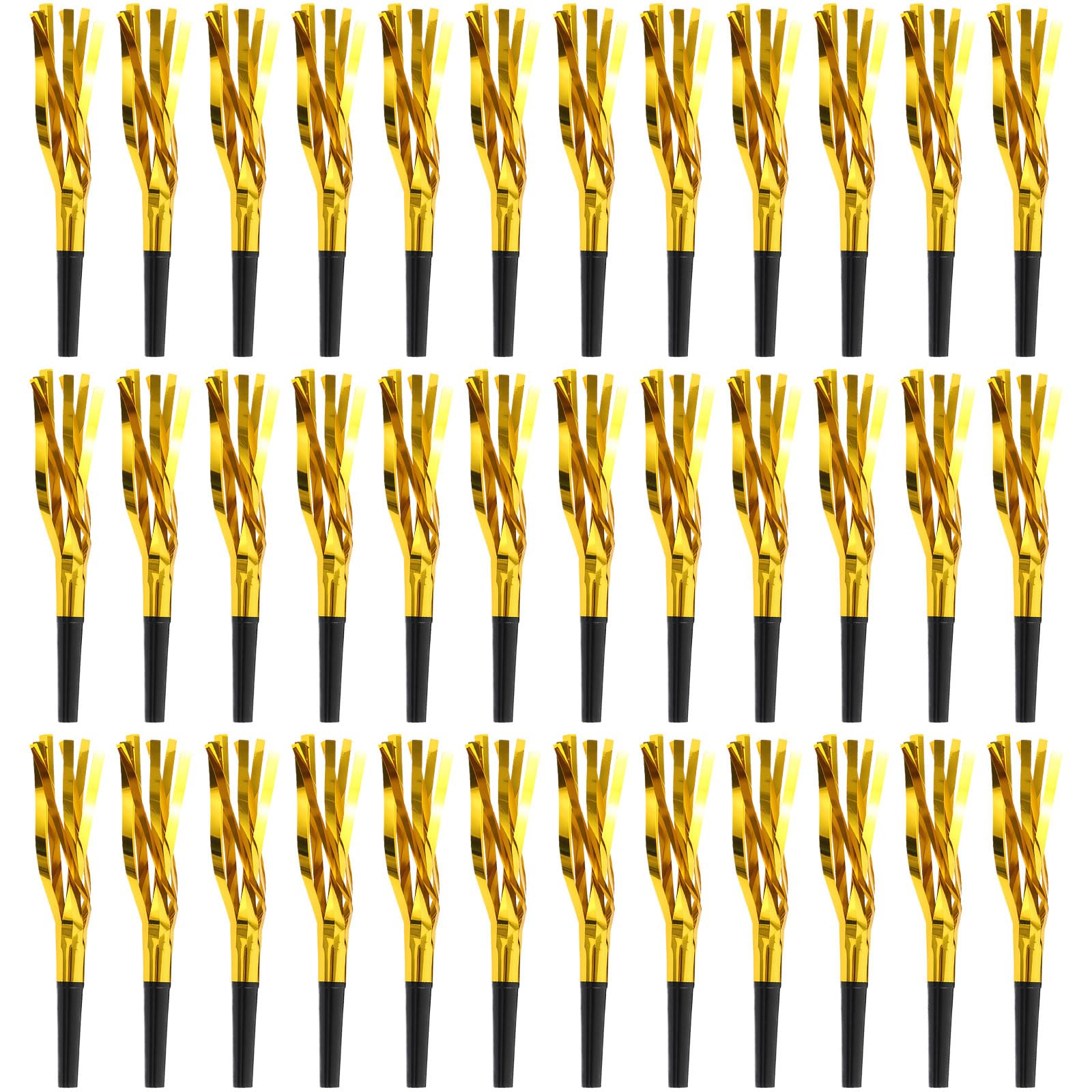 MUNSKT Gold Glitter Noise Maker,Metallic Fringed Party Blowers,Party Horns Noisemakers for 2026 New Years Party Kids Adults Birthday Graduation Sporting Events Party Favor Supplies