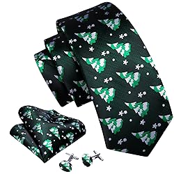Barry.Wang Mens Christmas Tie Set Black Green White