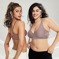 OEAK Womens Deep V Bras Wireless Comfortable Bra