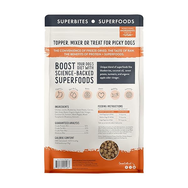 HEALTH EXTENSION SUPERBITES FREEZE-DRIED RAW CHICKEN MEAL MIXER FOR DOGS, (12 OZ, 340.2 G) – PREMIUM BLEND WITH RAW PROTEINS AND SUPERFOODS FOR OPTIMAL NUTRITION
