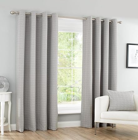 One Pair Of Interiors Fully Lined Jacquard Herringbone Eyelet