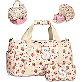 Elilier Kids Duffle Bag, Easter Gifts for Girls, Initial Dance Overnight Sleepover Weekender Bag with Toiletry Bag, Birthday Gift Ideas for 4-8, 8-12, 13-16 Year Old Girls, Cute Trendy Stuff