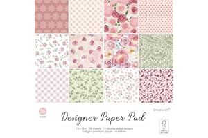 Desecraft Spring Vintage 12x12 in Double Sided Paper Pad Pack Scrapbook Cardstock Decorative Paper - 36 Sheets - for Card Mak