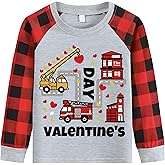 Toddler Boys Valentine's Long Sleeve Shirt Kids Truck Dino Heart Tops Festival Raglan Graphic Casual Love Tees 2-7 Years