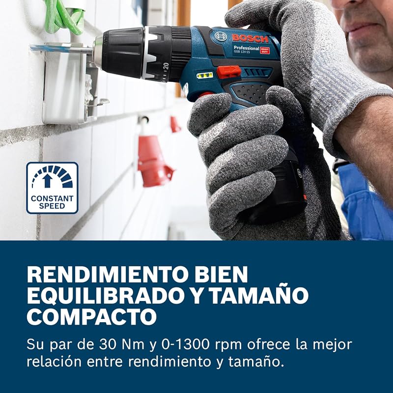 Bosch professional 12v system gsb 12v-15 - furadeira de impacto sem fio (30 nm, 1300 rpm, 2 baterias de 2,0 ah, conjunto de 39 acessórios, em estojo de lona) - amazon exclusive
