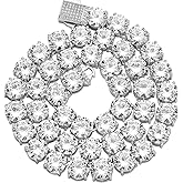 OYOGAA 10MM Tennis Chain Necklace 14K Gold Silver 5a+ Cubic Zirconia Full Sparkle Hip Hop Choker Chain Baguette Necklace For Men Women 16-30 Inch