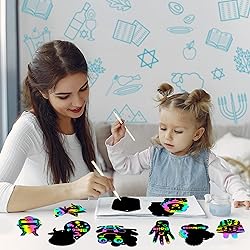WATINC 60pcs Passover Scratch Paper Art Kit with 10