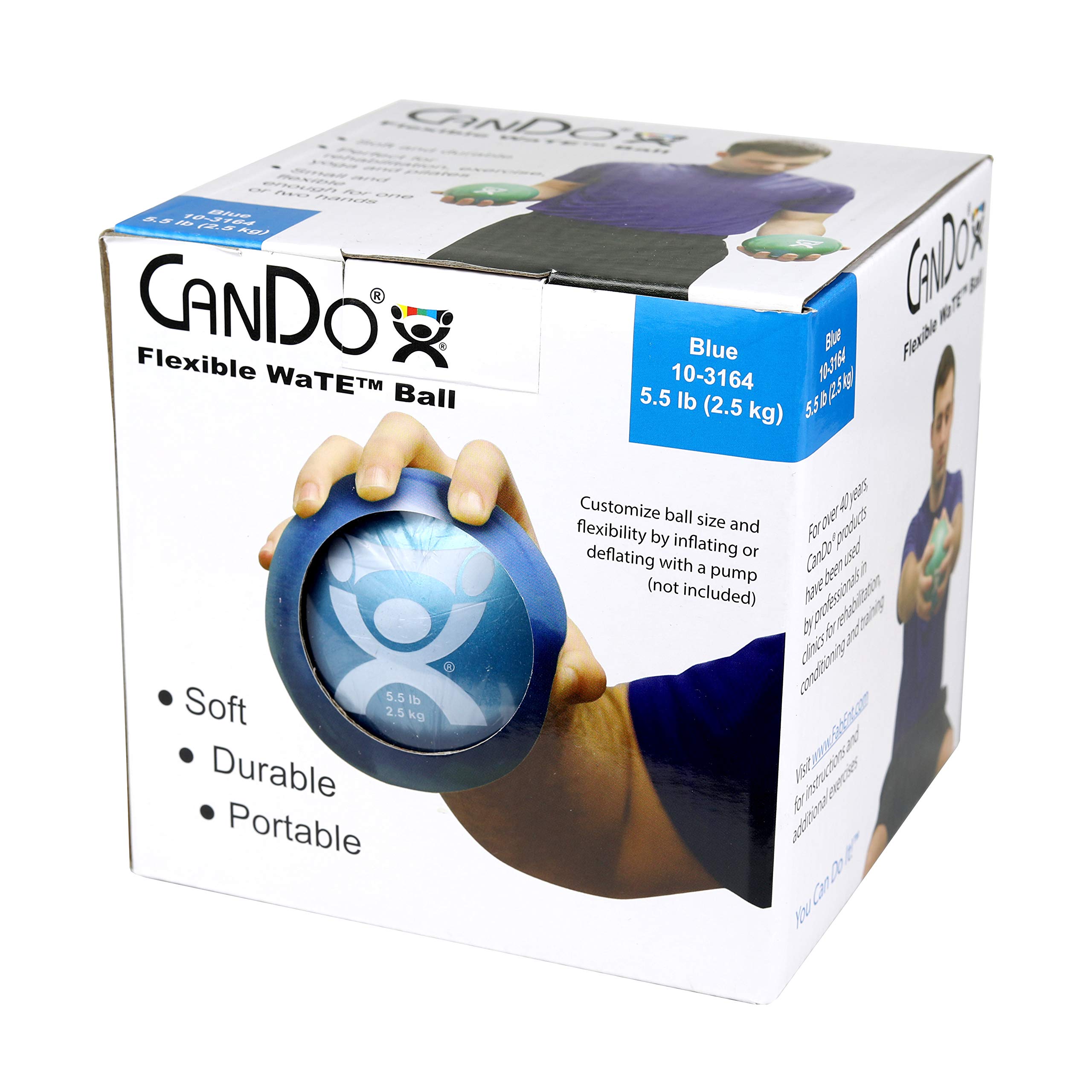 CanDo Small exercise ball - weight ball, blue, 2.5 kg - alternative to dumbbells