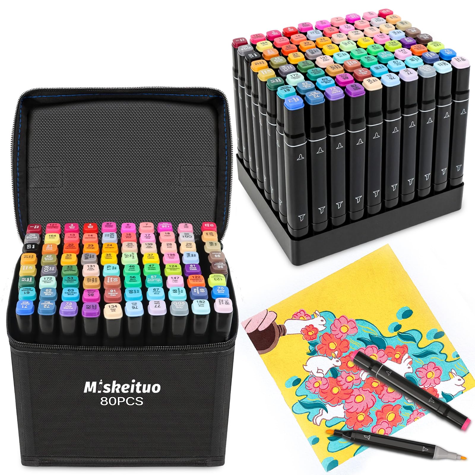 Photo 1 of Miskeituo Alcohol Markers, 80 Colors Dual Tip Permanent Art Markers. For Coloring, Drawing, Sketching, Card Making, Christmas gift. Perfect for Adults and Kids.