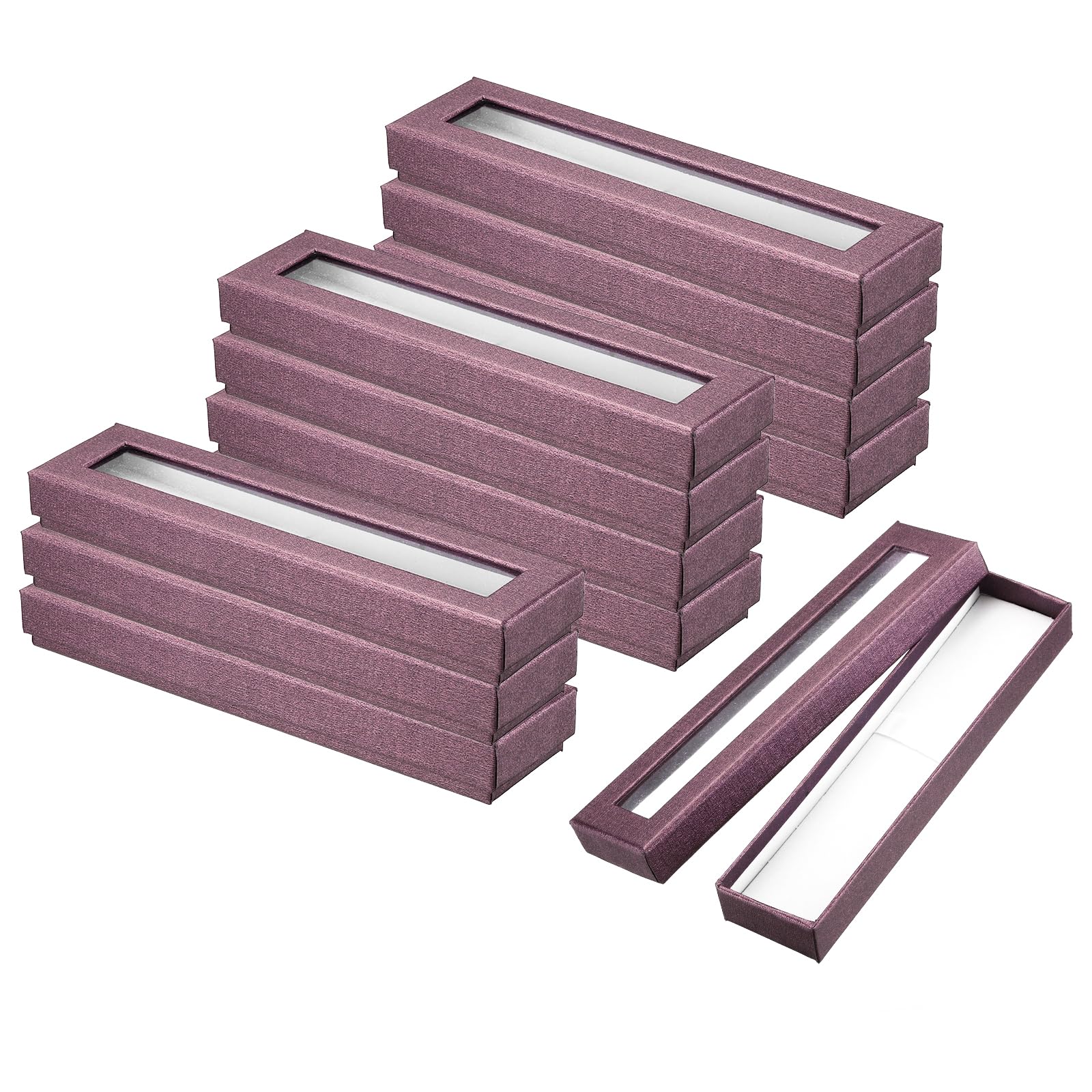 PATIKIL Pen Gift Box, 12 Pack Empty Pen Case Cardboard Case with Clear Window Pen Presentation Display Box for Pencil Ballpoint Jewelry Business Office, Light Purple