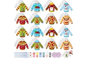 Syhood 24 Pcs Christmas Ugly Sweater Ceramics to Paint Ornaments Crafts Paint Your Own Kit DIY Xmas Ready to Ceramics DIY Figurines Unpainted Arts for Adult Party Gifts
