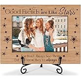 Friends Frame Friendship Gifts 4 x 6 Picture Frame Wooden Frame Photo Frame Tabletop Display for Living Room Office, Birthday Gifts for Women Coworkers Friends - Good Friends Are Like Stars Gifts -06