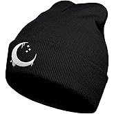 ACZHHZC Funny Goth Beanie for Men & Women, Winter Cool Cute Emo Embroidery Knit Hat