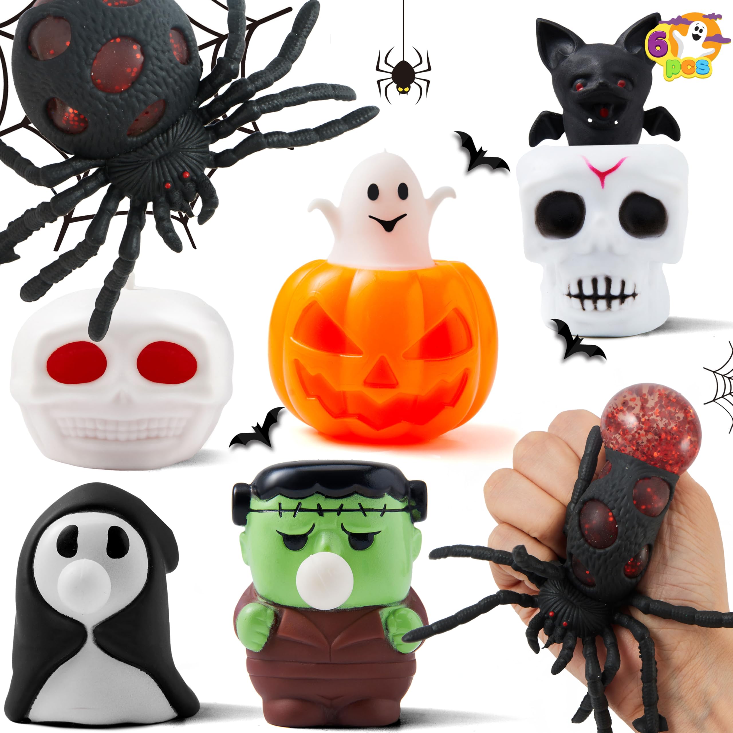 Photo 1 of JOYIN 6 PCS Halloween Squishy Toys, Slow Rising Squishy Toys for Halloween Party Favor Goodie Bag Fillers, Soft Squeeze Toy Stress Reliever Anxiety for Kids Gift, Classroom Game Prizes