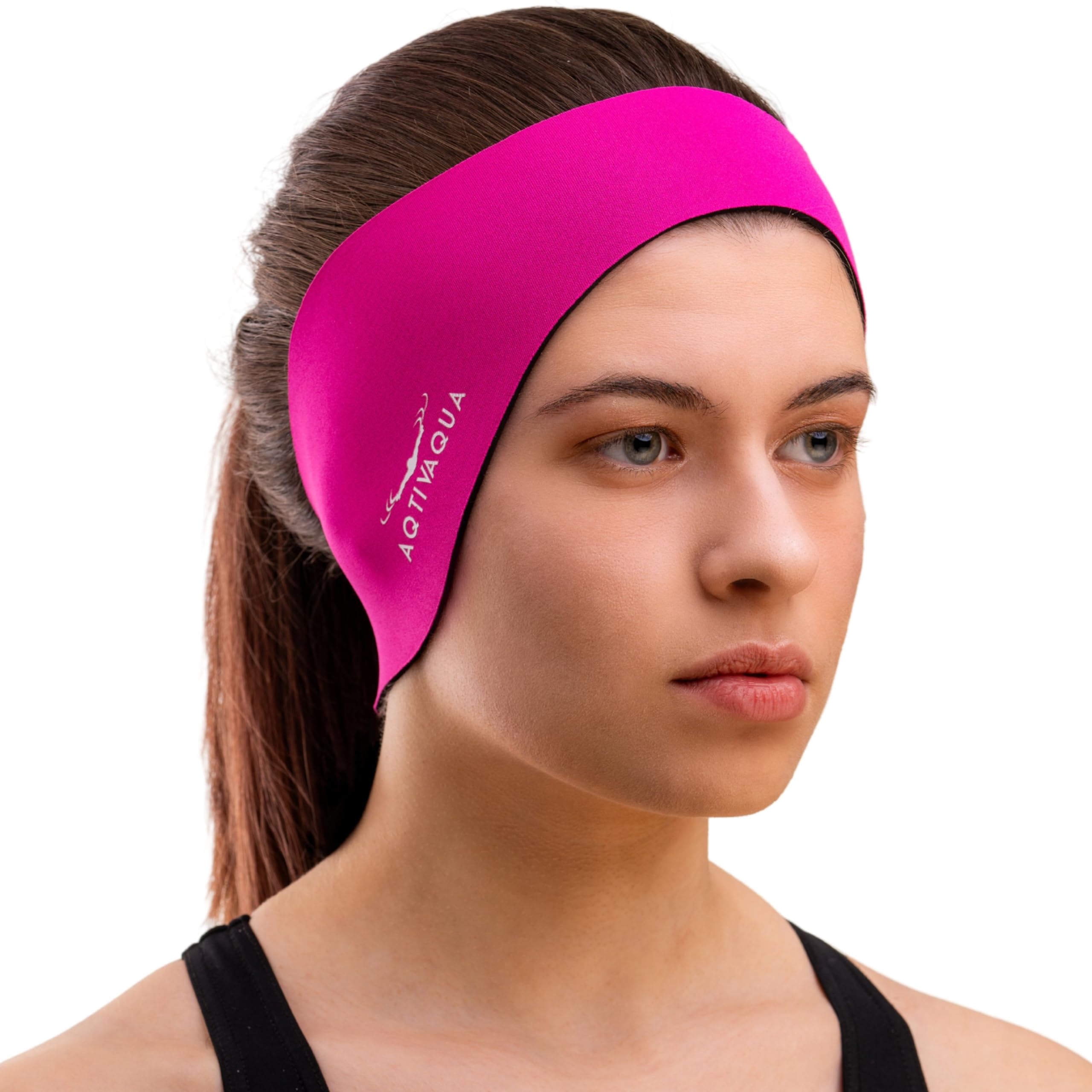 AqtivAqua Swimming Headband Swim Ear Band Protection Cover Swim Headband for Kids Adults Men Women Toddlers Ear Plugs in (Color: Pink, Size: X-Large)